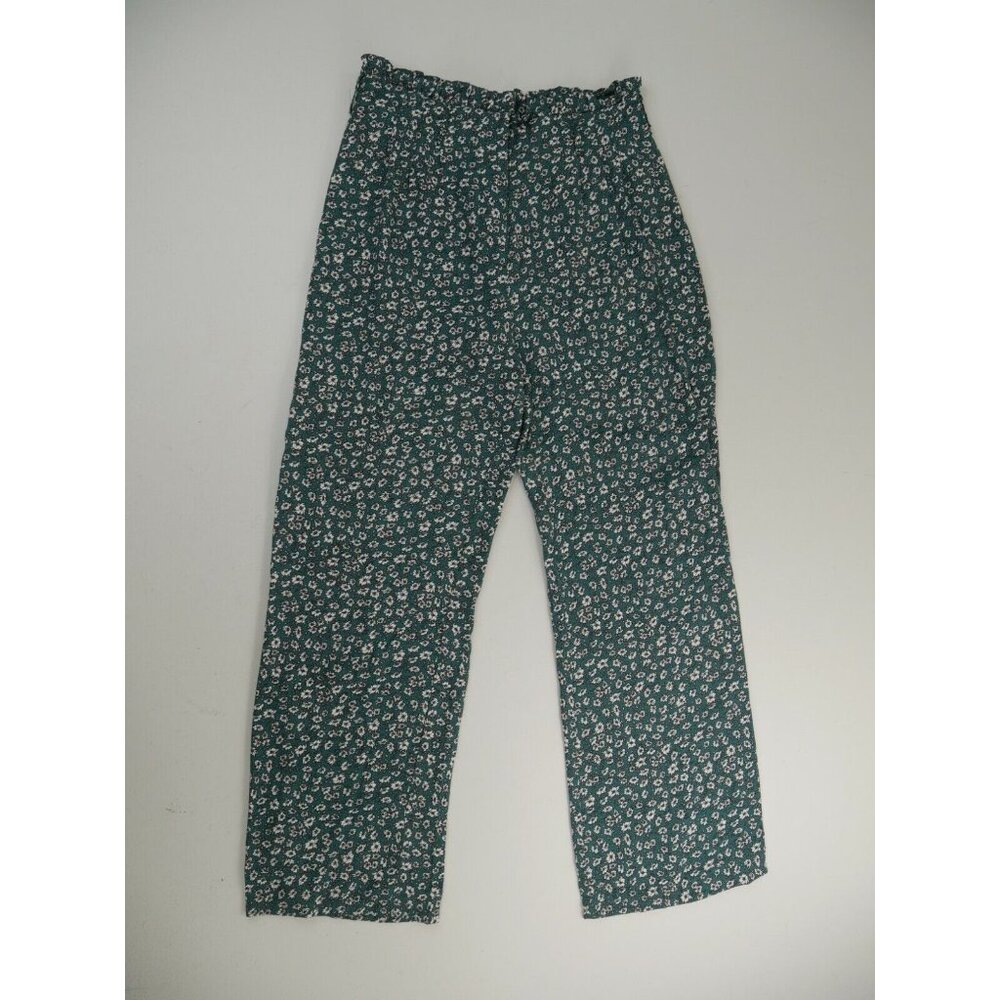 Faith & Asher Green Floral Pants Light Rayon Baggy Womens Medium